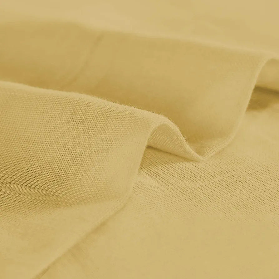Cloth Fusion Plain Cotton Feel Sheer Door Curtains 7 Feet Long Set of 2 Semi-Transparent Lemon