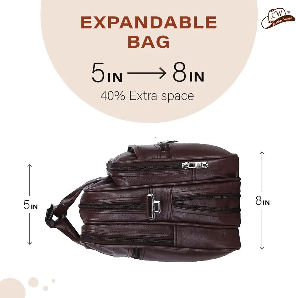Leather World Expandable PU 15.6 inch Laptop Office Bag Men Women Messenger Briefcase