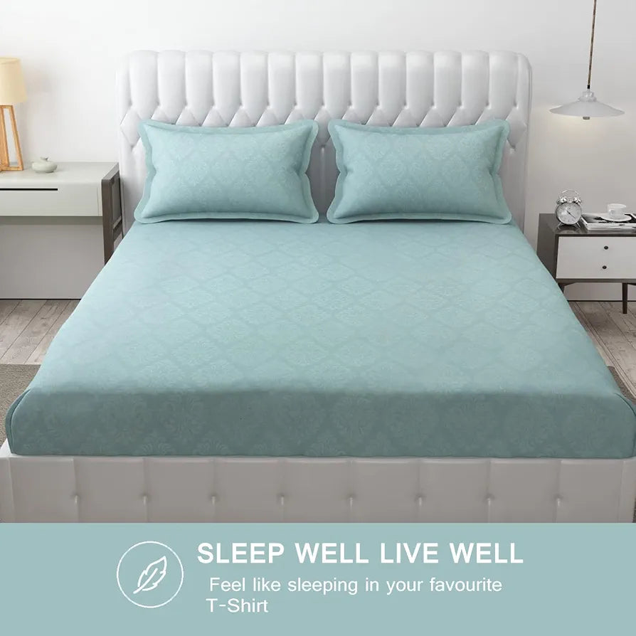 Fresh From Loom Set-King Size Hypoallergenic Wrinkle Free with 2 Pillow Covers 144 TC Turquoise Damas