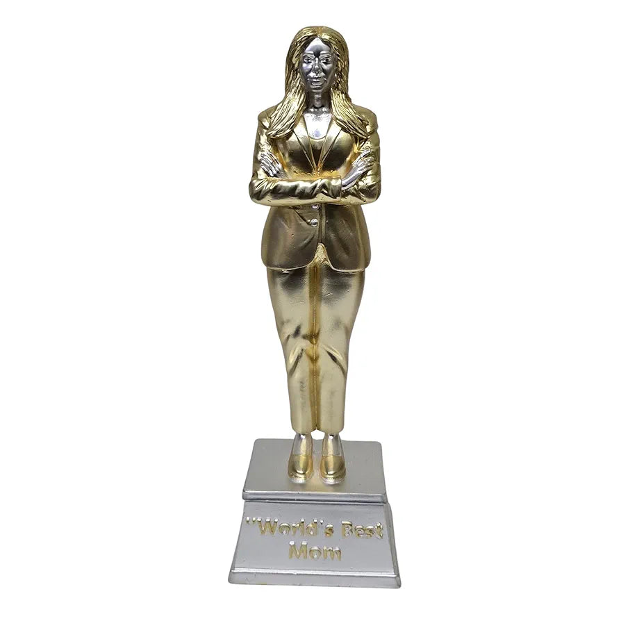 Gold Art India Best Mother Trophy Figurine Gold & Silver Plated Matte Finish