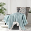 Sashaa World Soft Throw Blanket Colour Ice Blue/White