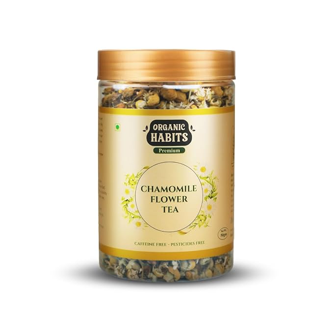Organic Habits Chamomile Flower Tea 50 Gms | 100% Natural Dried Whole Chamomile Flowers
