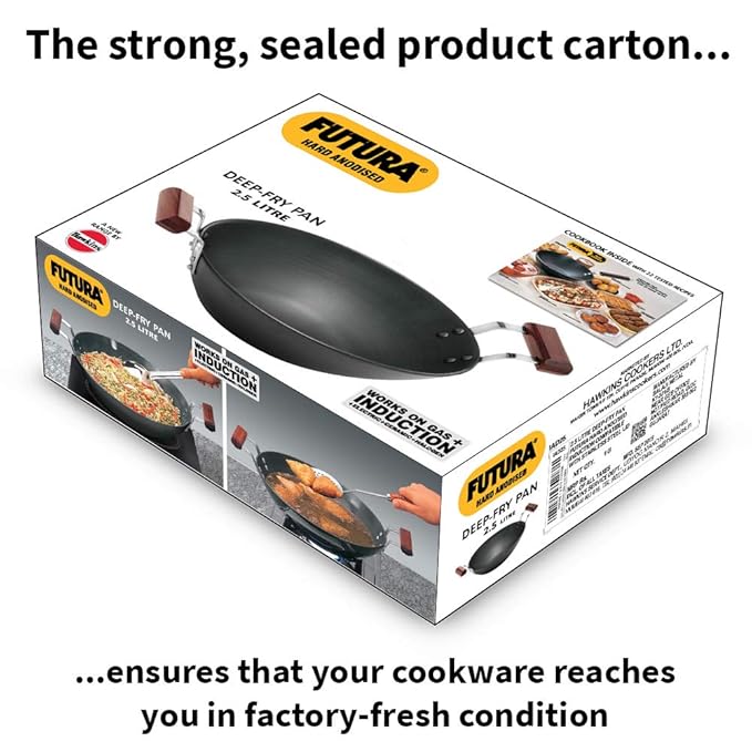 Hawkins Futura Hard Anodised Deep Fry Pan 2.5 litre Induction Compatible without Lid
