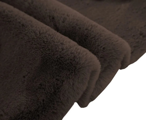 Luxe Home Ruffle Bath Mat Rabbit Fur 1000 GSM Bathroom Door Foot Mats Rug Colour Chocolate