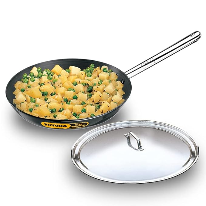 Hawkins Futura 29 cm Frying Pan Hard Anodised Fry Pan With Stainless Steel Lid