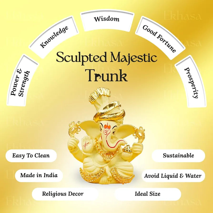 Ekhasa Ganesh Idol for Car Dashboard Ganpati Idol for Cars Ivory 3