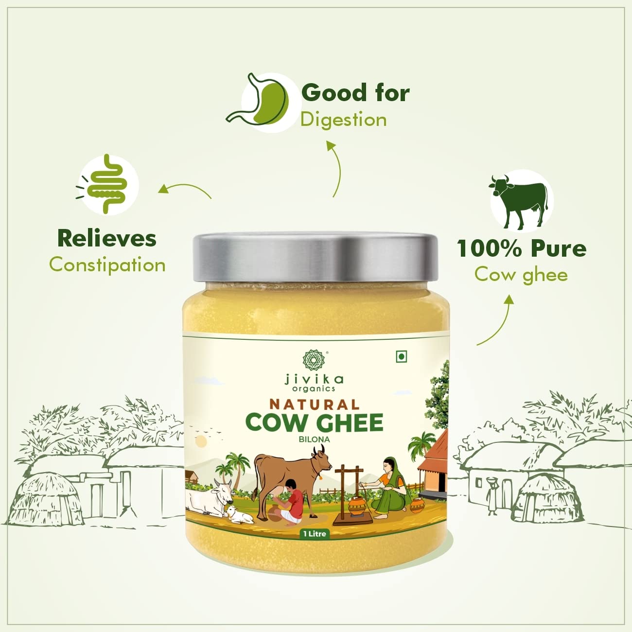 Jivika Pure Natural Bilona Cow Ghee - 1000 ml