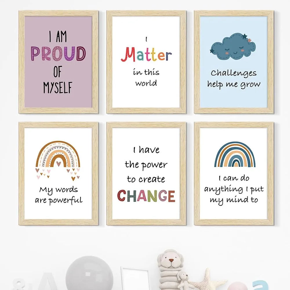 ArtX Paper Motivational-06 Quotes Wall Paintings for Kids Room Animal Frames Set of 6