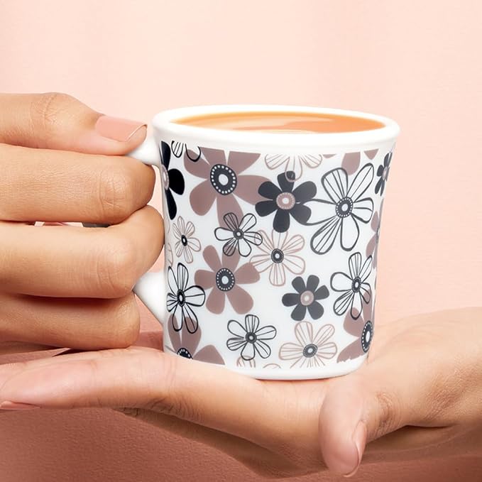 Larah by Borosil Crysta Series Macy Opalware Mug | Set of 6 Tea/coffee Mugs | 100 Ml Each