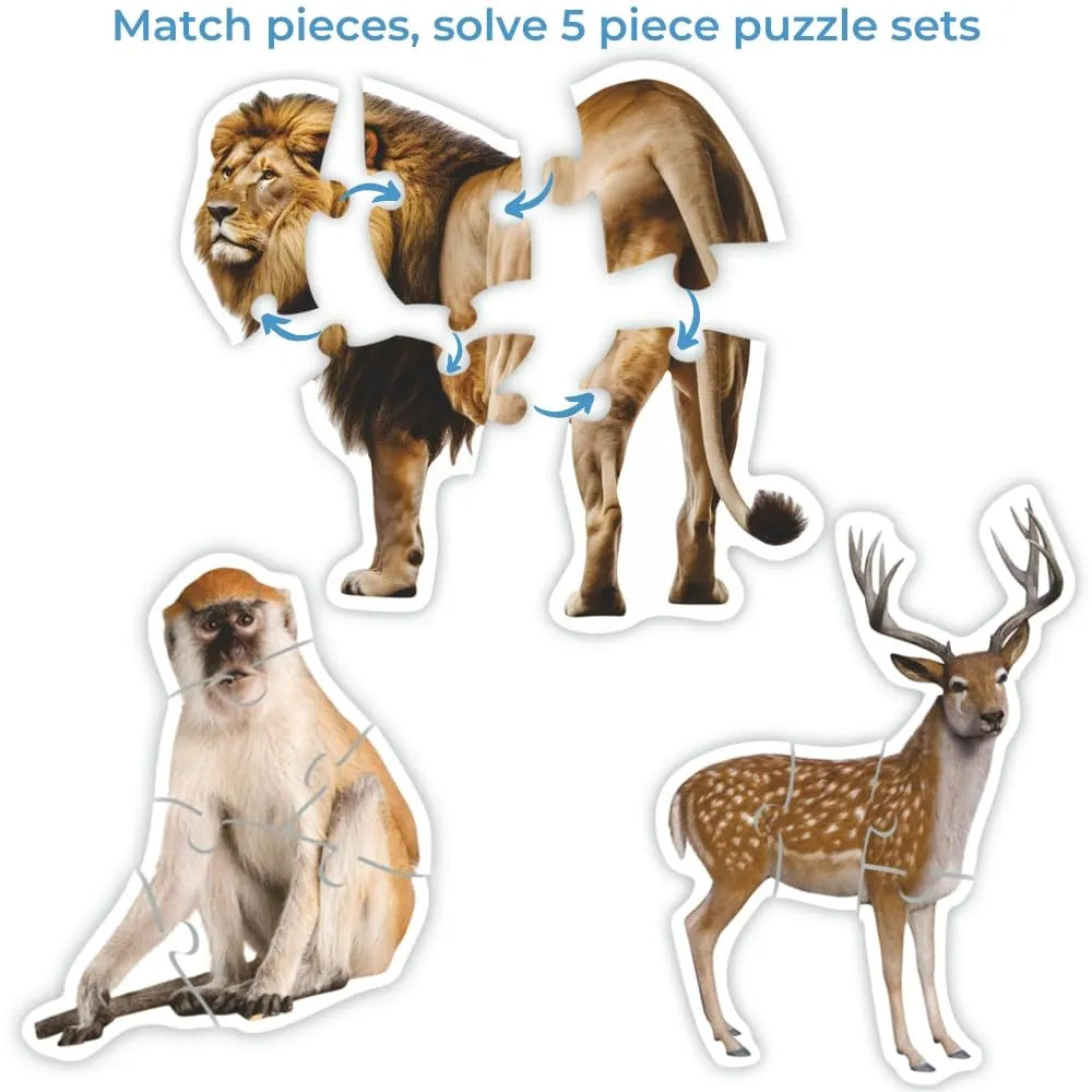 Toykraftt Jungle Animal Puzzles for Kids Aged 3 to 5 Year Olds| 4, 5, & 6 Piece Puzzles for Toddlers
