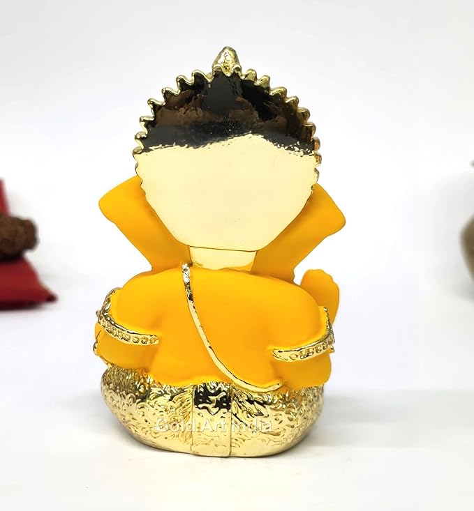 Gold Art India Gold Plated Ganesha with Mango Terracotta Work for Home Decor Office Car Dashboard