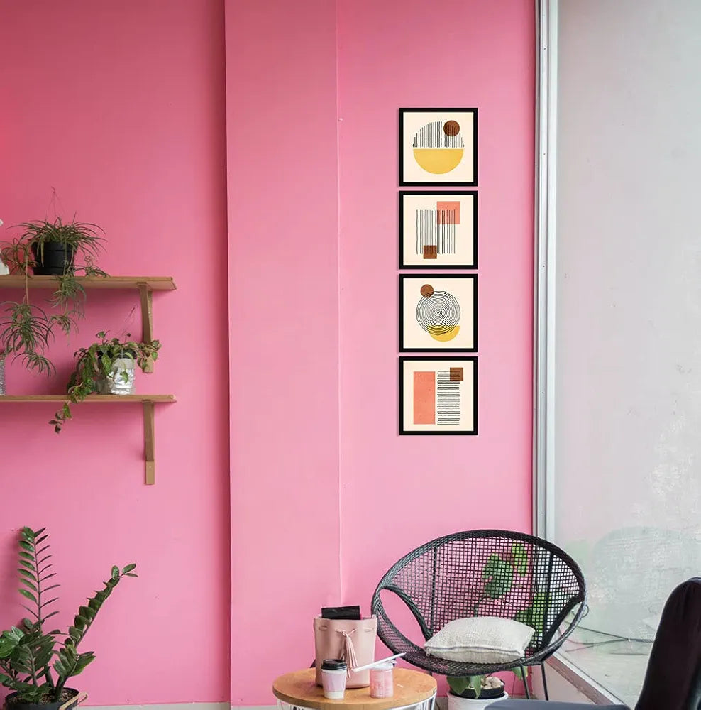 ArtX Paper Abstract Wall Art Painting Framed Paintings Multicolor Posters Geometric-Squares Set of 4