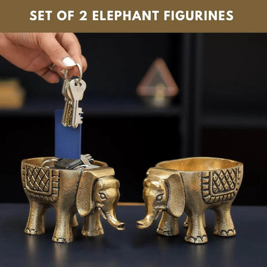 BEHOMA Aluminium Elephant for Good Luck | Statue for Tabletop Living Room Office | Candle Holder Gift Showpiece for Valentine's Day, Birthday 