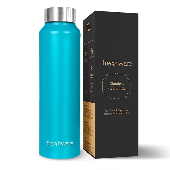 Frenchware Water Bottle 1 Litre, Stainless Steel, Premium SS 304 | Aqua Blue | Easy-to-Clean