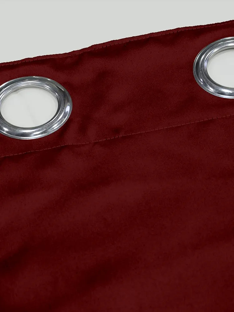 Divine Casa Micro Satin Semi Blackout Door Curtain 7 Feet  Colour Maroon Room Darkening Polyester Panel with Metal Eyelets (Pack of 1)