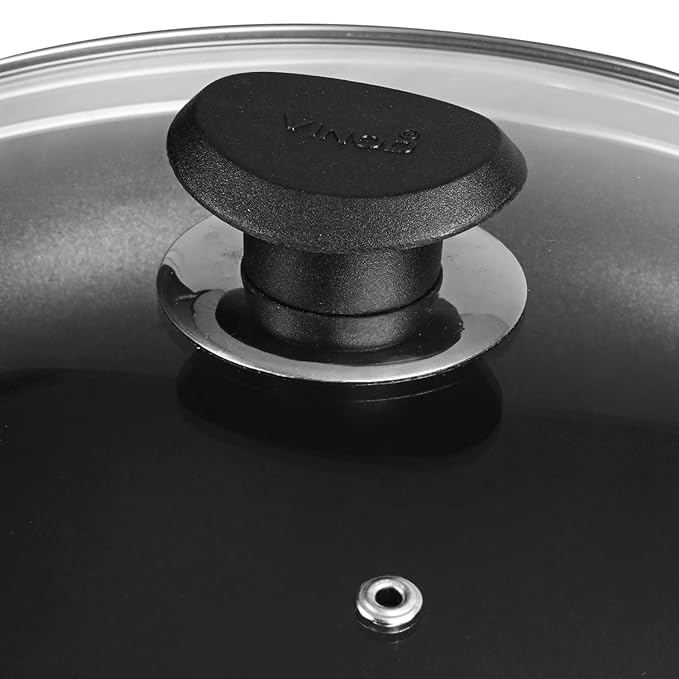 Vinod Zest Aluminium Non Stick Deep Frypan with Glass Lid - 22 cm | 3 Layer Ceramic Coating | 3 mm Extra Thick