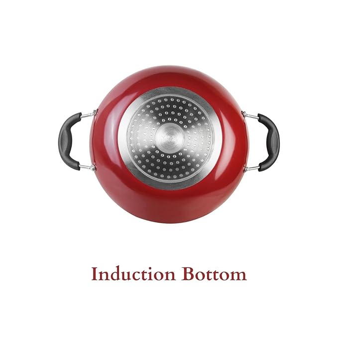 Vinod Popular Non Stick Kadai with Glass Lid 2 litres Capacity (22 cm Diameter), with Sturdy Riveted and Virgin Bakelite Handle