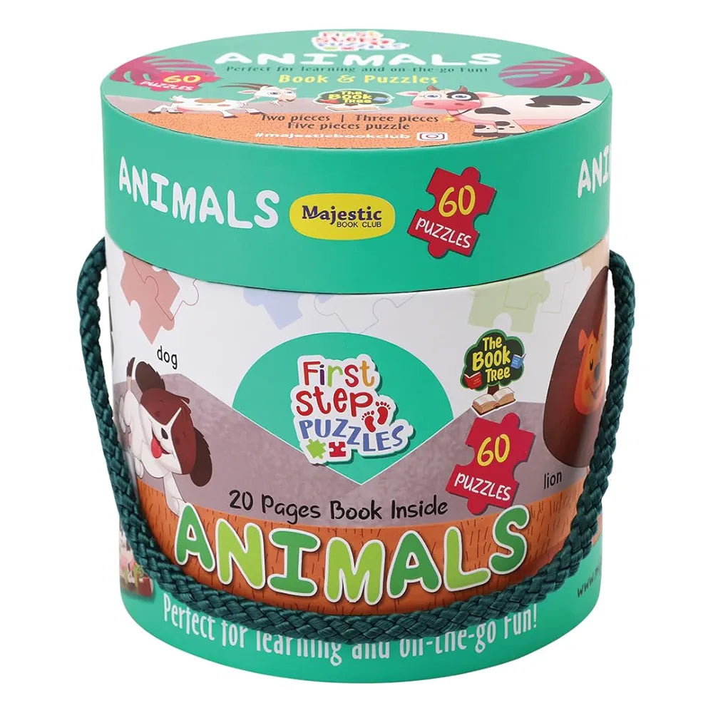 The Book Tree Animal Puzzle for Kids - 60 Piece Animals Jigsaw & Toddler Puzzles with 1 Board Book,Educational Toy for Cognitive Development | Fine-Motor Skills | Age 2+ by Majestic Book Club