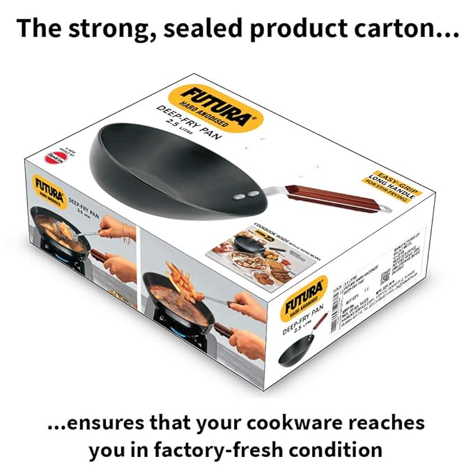 Hawkins Futura 2.5 Litre Deep Fry Pan Long Handle Hard Anodised Kadai