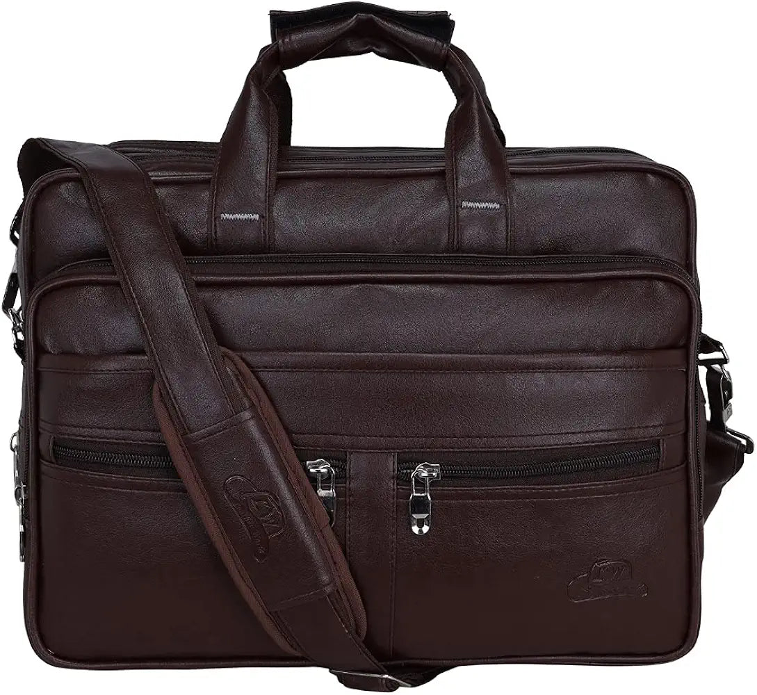 Leather World Expandable PU 15.6 inch Laptop Office Bag Men Women Messenger Briefcase
