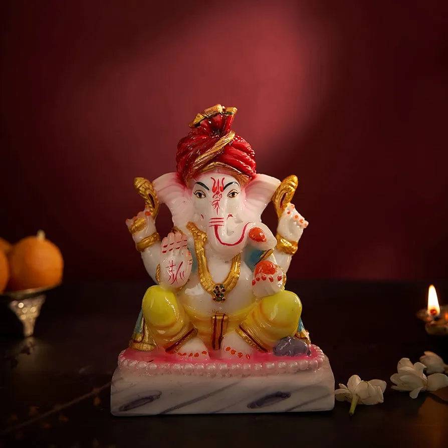 DecorTwist Brass Ganesh Idol for Home Puja Ganpati Idol for Home Decor Ganesha Statue Murti Idols and Figurines Pooja Gift Items Decorative Showpiece Height 5.9 Inch