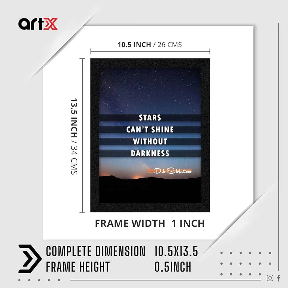 ArtX Motivational Inspirational Quotes Stars Can't Shine Framed Wall Art Painting