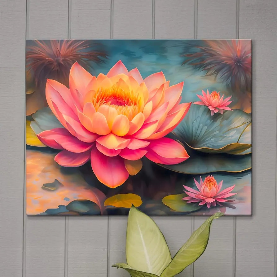 ArtX Canvas Bloomed Lotus Painting For Vastu Big Size Nature