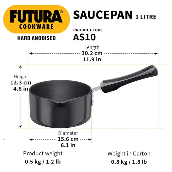Hawkins Futura Hard Anodised Ezee-Pour Saucepan 1 litre without lid