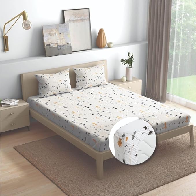 Wakefit Bedsheet For King Size Bedsheet King Size Bed Cotton 2 Pillow Covers Elastic Fitted Sheet Serene Flora Multicolor