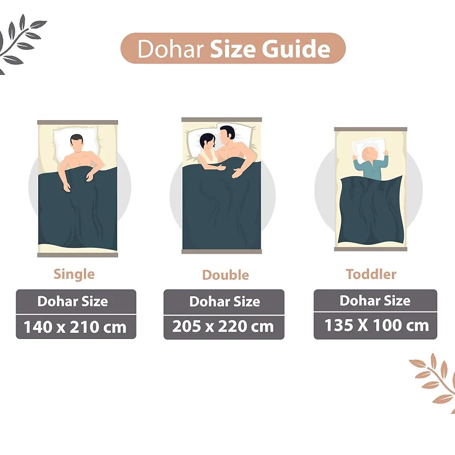 Divine Casa 100% Cotton Reversible Double Bed Dohar Soft & Lightweight AC Blanket Colour Floristry Slate & Coral