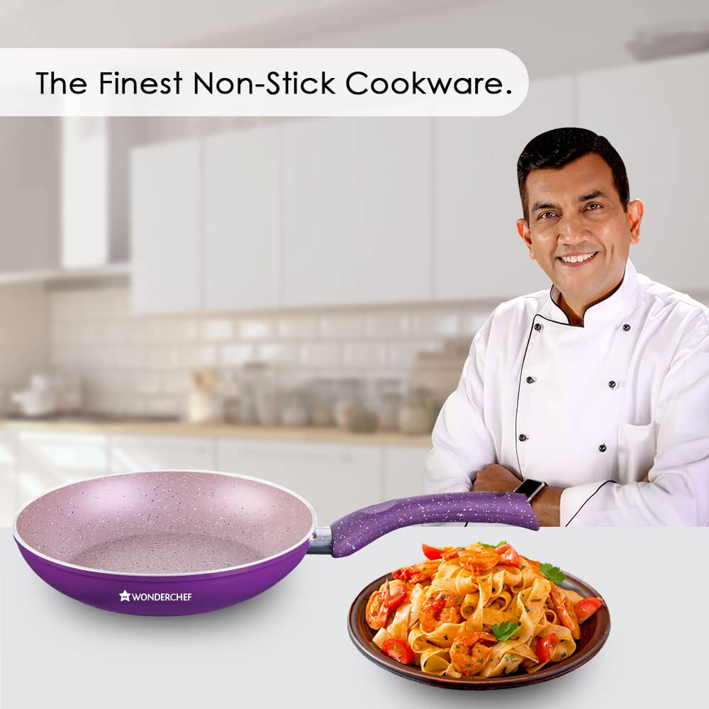 Wonderchef Granite 24 cm Non-Stick Fry Pan | 1.8L | Purple