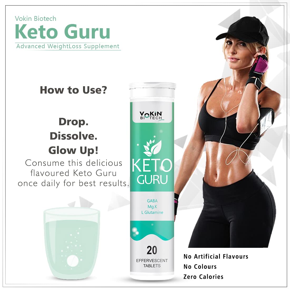 Vokin Biotech Keto Guru For weight Loss Tablets - 20 Tabs