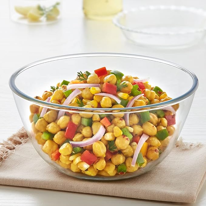 Borosil 2.5 L Serving & Mixing Borosilicate Glass Bowl | Multipurpose Round Bowl for Kitchen & Dinning