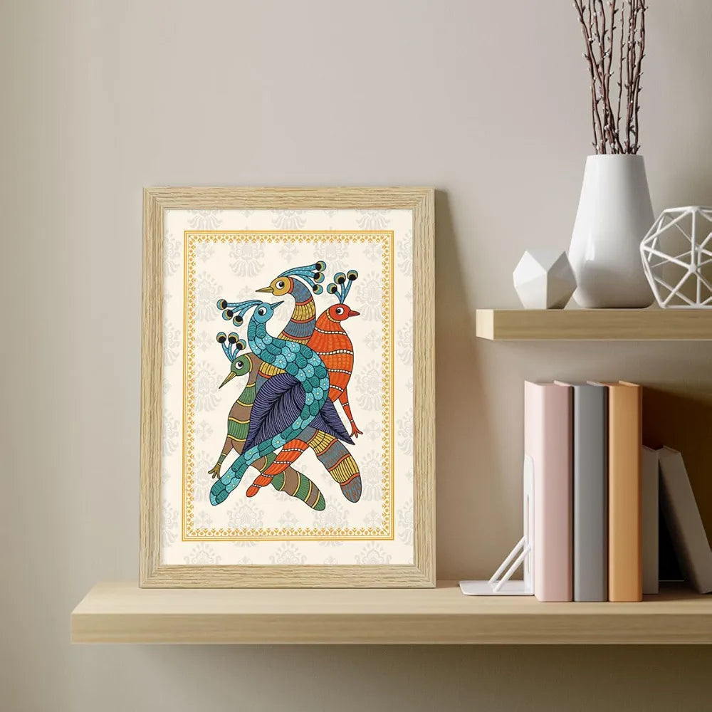 ArtX Paper Indian Gond Art Paintings with Frame Gond-SO6-02 Set of 6