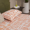 Urban Space Serene Bedsheet for Double Bed 2 Pillow Covers (Colour Checkers Peach)