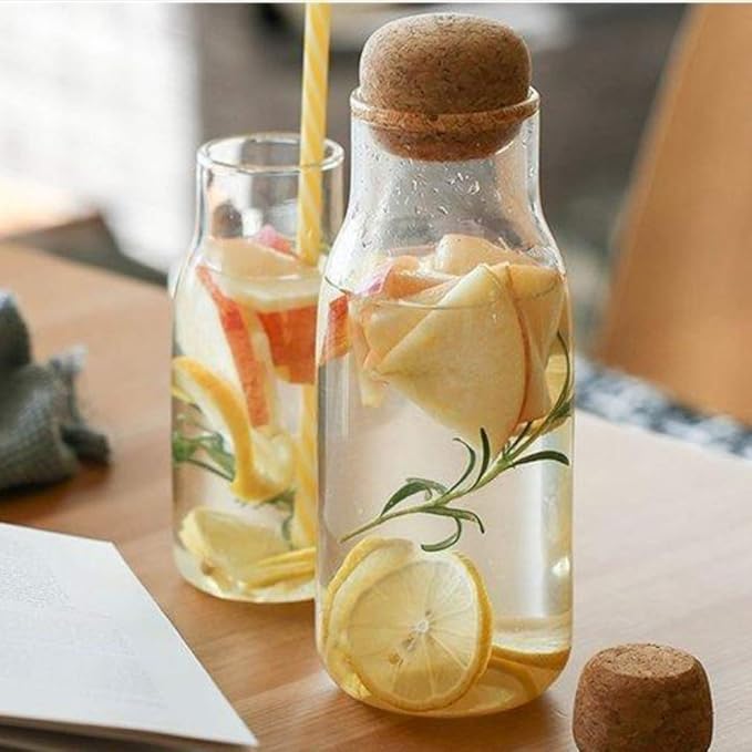 Femora Bottle Container Borosilicate Glass Bottle With Cork Jars & Container | 500 Ml