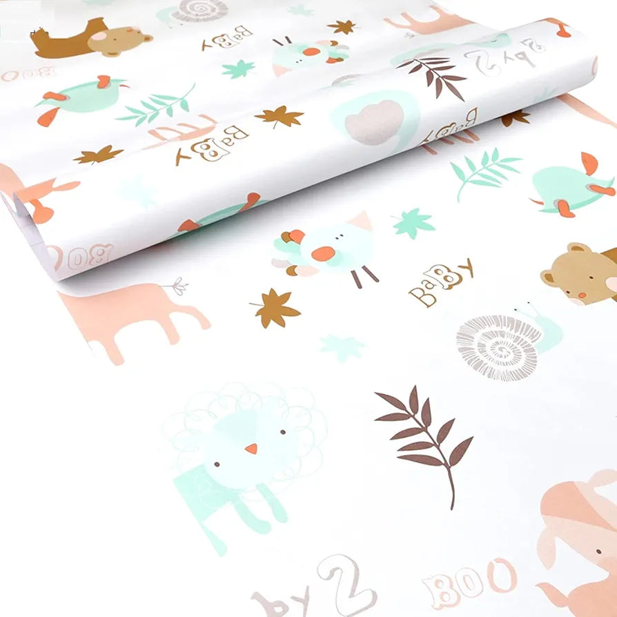 Jaamso Royals White Kids Animal Decoarative Self Adhesive Wallpaper for Walls White