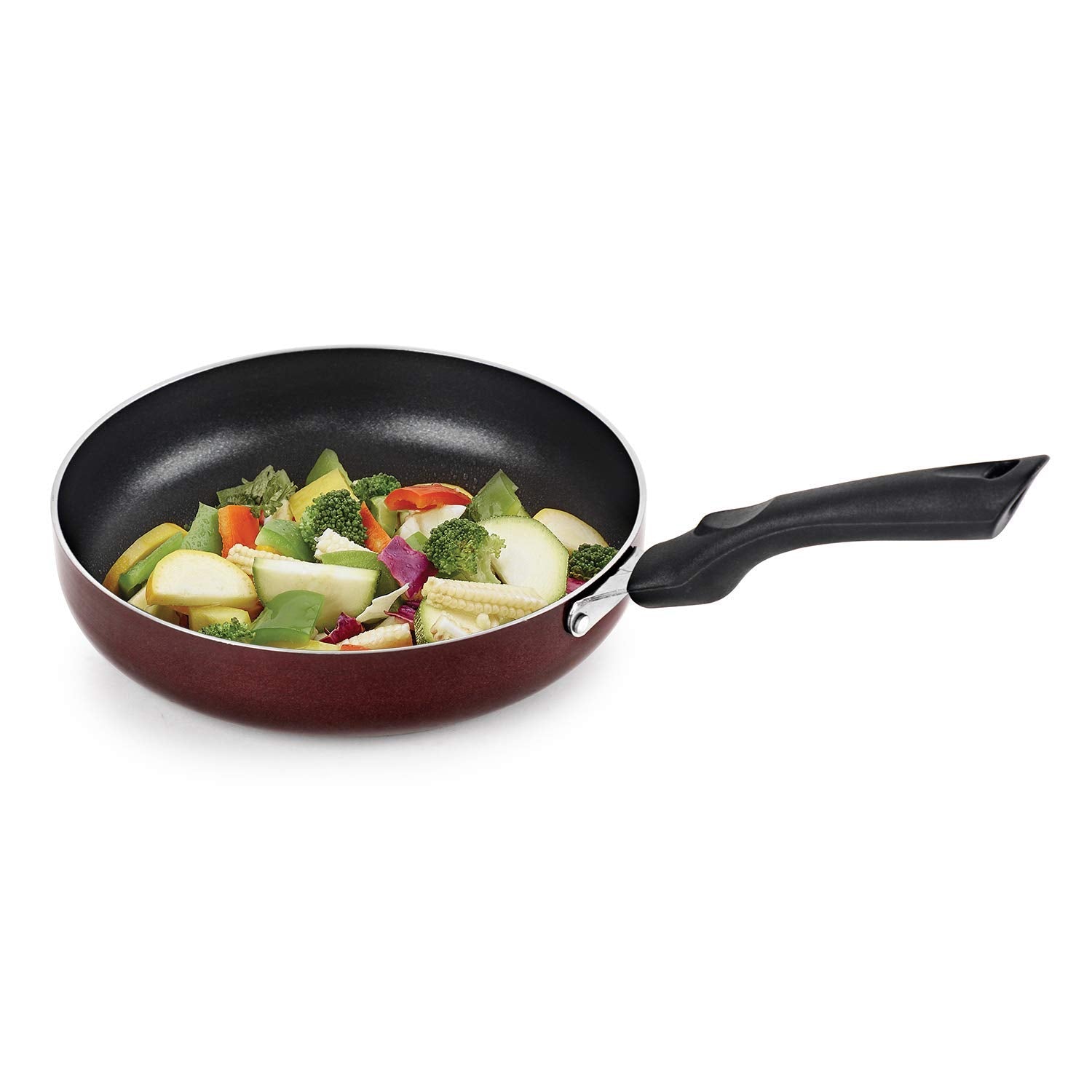 Cello Non Stick Induction Base Frying Pan/Tapper Pan | 220 mm | Cherry | Aluminium