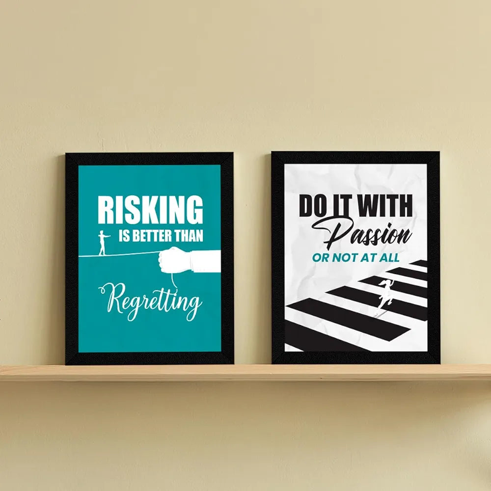 ArtX Paper Dreams Plans Motivational Framed Posters Set of 4