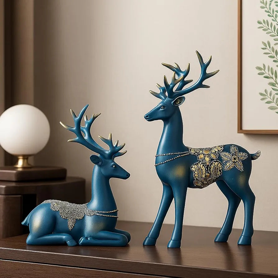 Xtore Creative Resin Golden Reindeer Sculptures