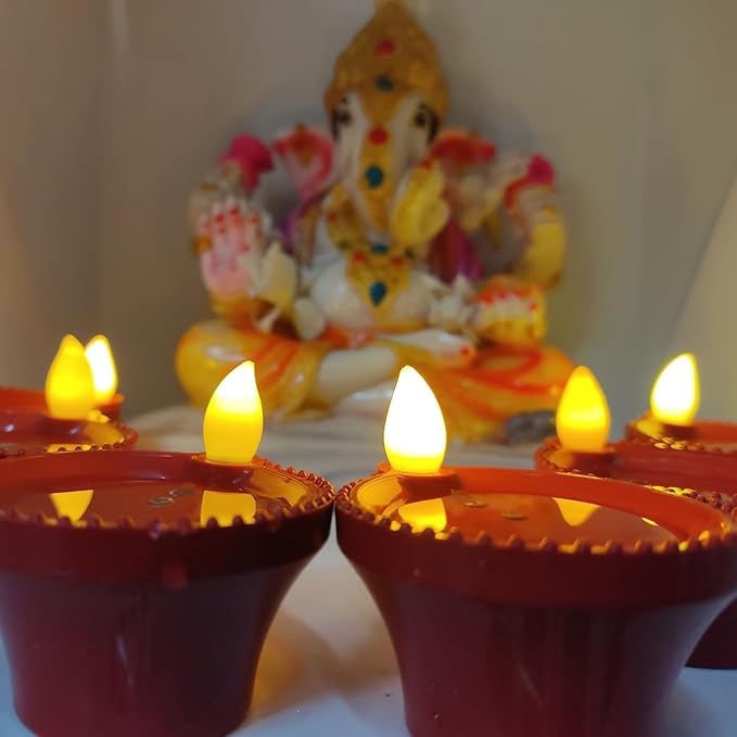 Occasion Water Sensor Diya Set Water Sensor LED Diyas - 12 Pcs