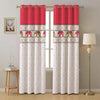 Urban Space Cotton Printed Semi Sheer Curtains For Door Set Of 2 With Eyelets And Tieback (Colour Panel Elephants Red)