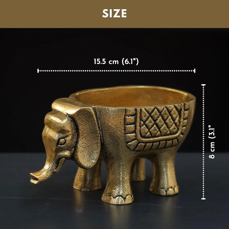 BEHOMA Aluminium Elephant for Good Luck | Statue for Tabletop Living Room Office | Candle Holder Gift Showpiece for Valentine's Day, Birthday 