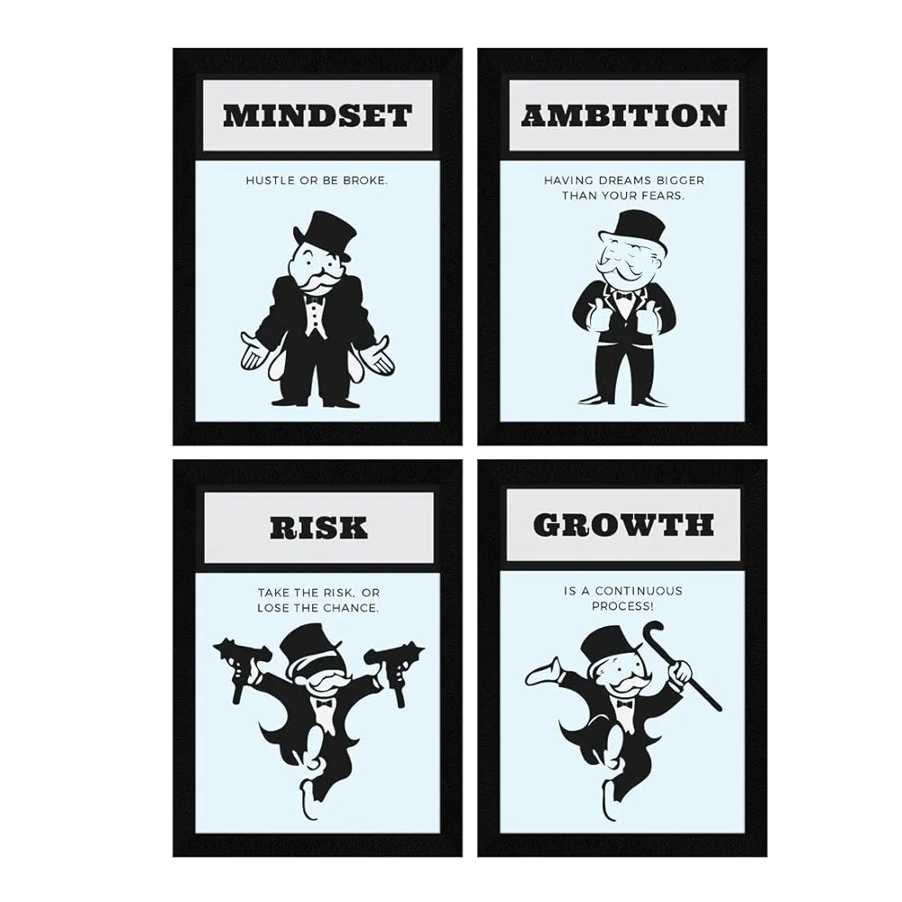 ArtX Paper Growth Motivational Framed Posters Set of 4