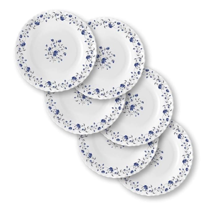 Larah by Borosil Helena Full Plate | Set of 6 | 11 Inch | White