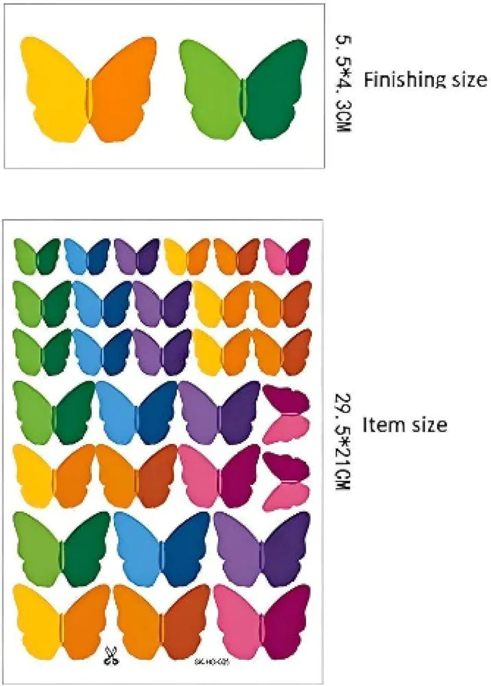 Jaamso Royals Multicolour 3d Butterfly Stickers Butterflies for Wall Decoration 29.5CM X 21CM Set of 2