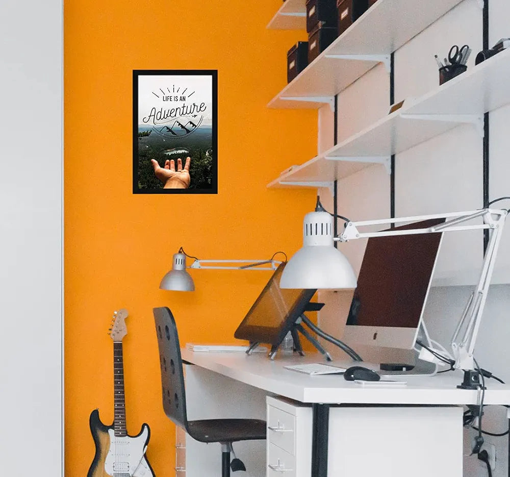 ArtX Paper Life Is An Adventure Motivational Quote Framed Wall Art Painting