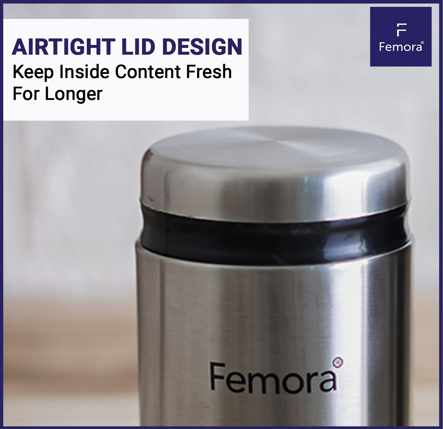 Femora Kitchen Storage Jars Steel Body With See Through Bottom Jar | 900 Ml | Set of 2