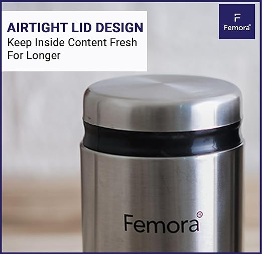 Femora Kitchen Storage Jars Steel Body With See Through Bottom Jar | 350 Ml | Pack of 6