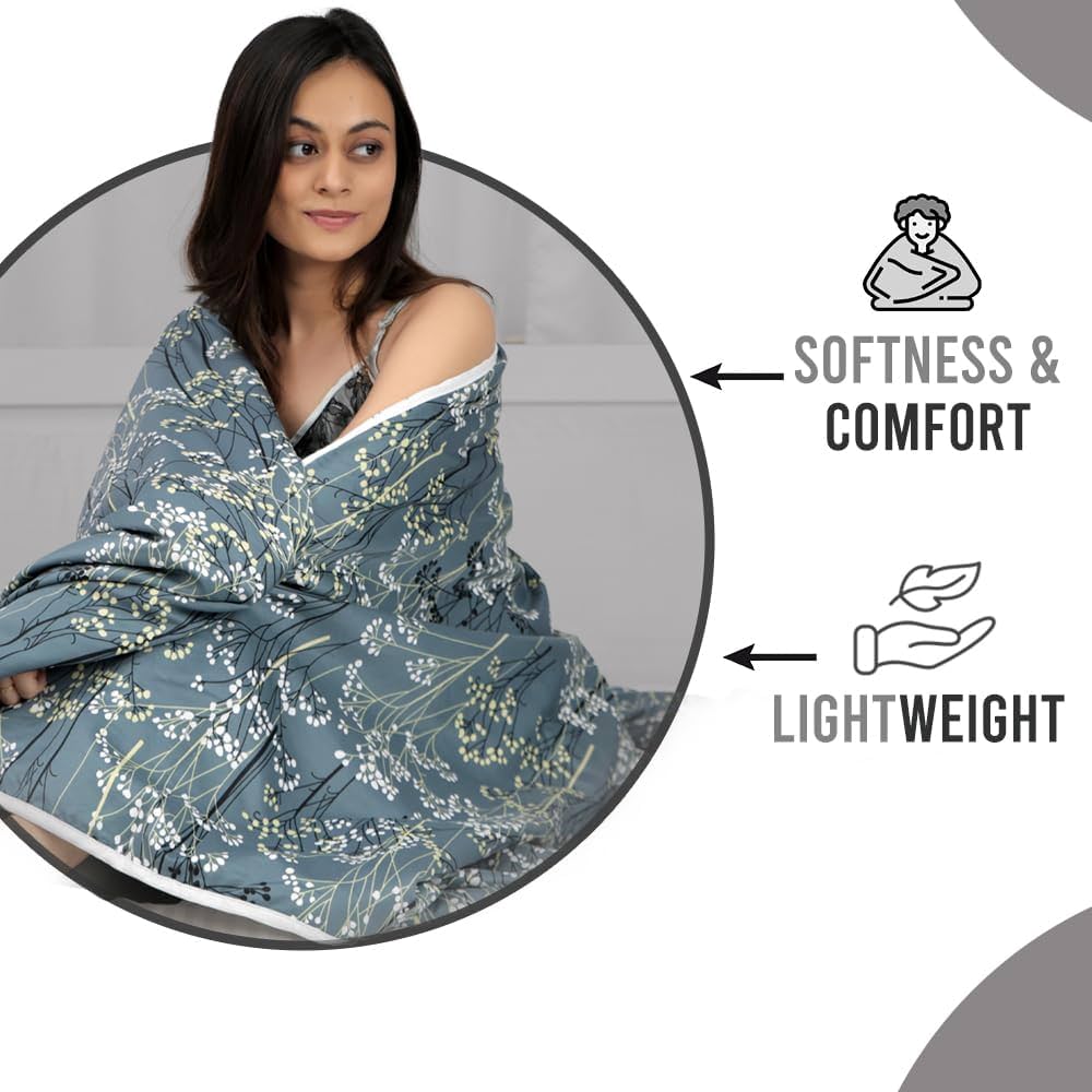Divine Casa 120 GSM Microfiber Single Bed Comforter Soft & Lightweight Reversible AC Blanket Colour Beetle Grey